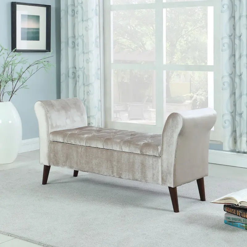 Banc de rangement capitonné de 25 po avec accoudoir