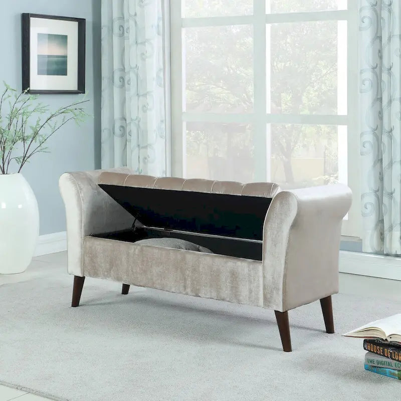 Banc de rangement capitonné de 25 po avec accoudoir