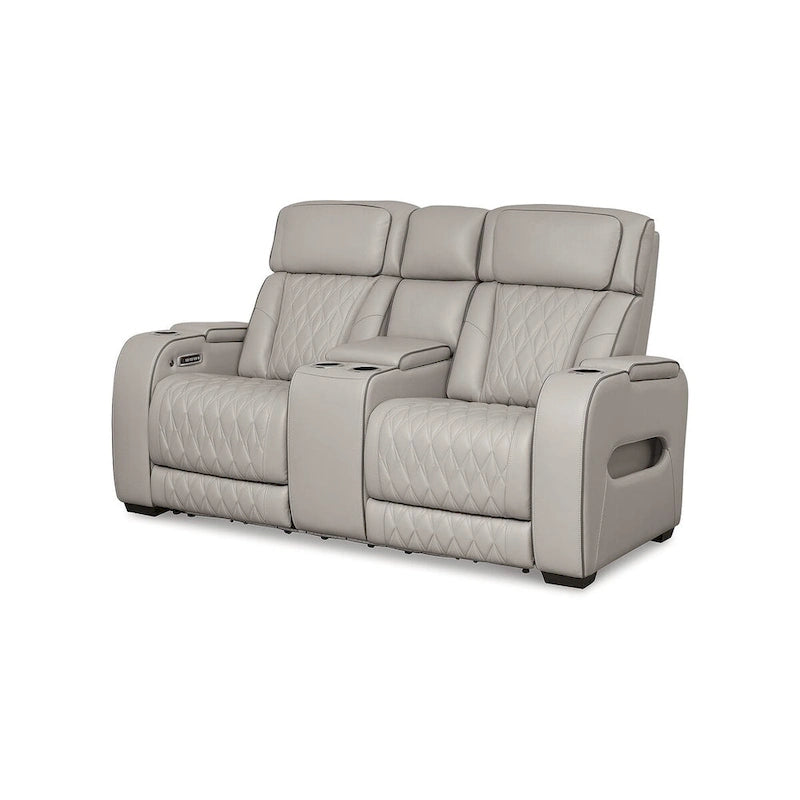 Causeuse inclinable électrique grise avec console – 75W x 40D x 44H