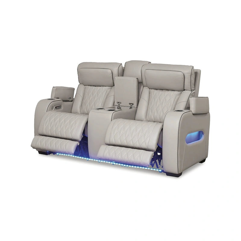 Causeuse inclinable électrique grise avec console – 75W x 40D x 44H