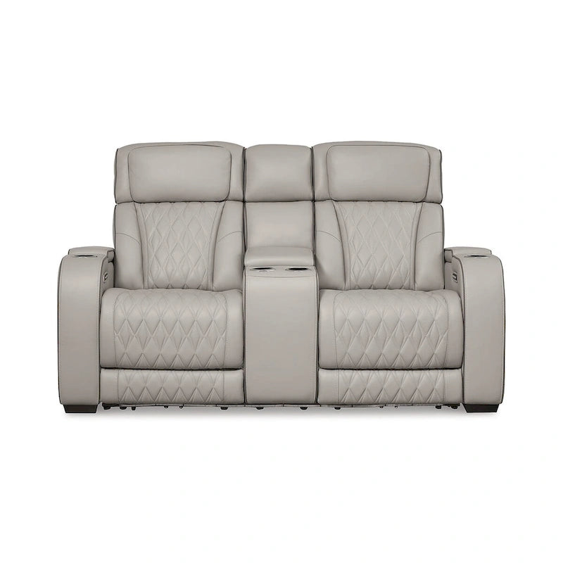 Causeuse inclinable électrique grise avec console – 75W x 40D x 44H