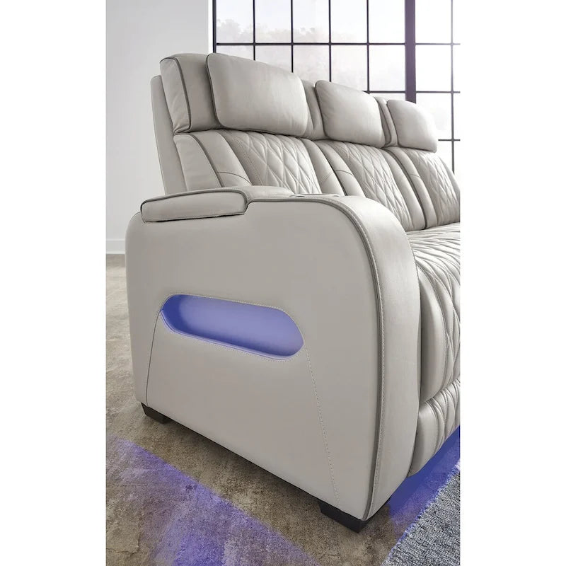 Causeuse inclinable électrique grise avec console – 75W x 40D x 44H