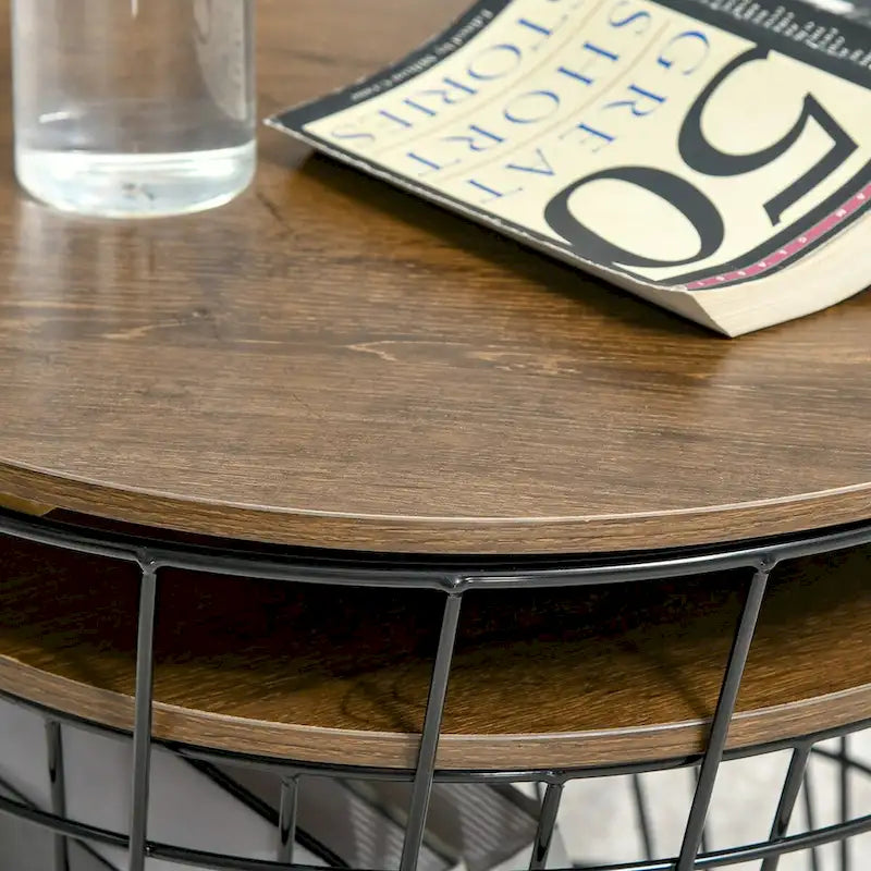 Tables d'appoint, lot de 2, tables gigognes avec rangement, tables d'appoint rondes avec plateau amovible pour salon, chambre à coucher