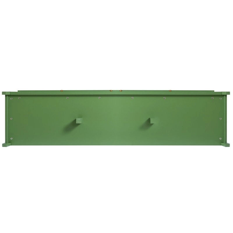 Meuble TV vintage vert français, buffet avec portes vitrées et étagères, meuble de rangement d'appoint pour bar à café