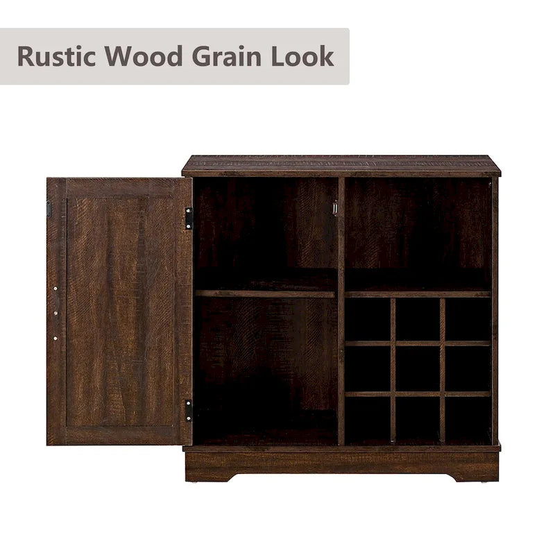 Meuble de rangement pour buffet de style porte de grange avec casier à vin