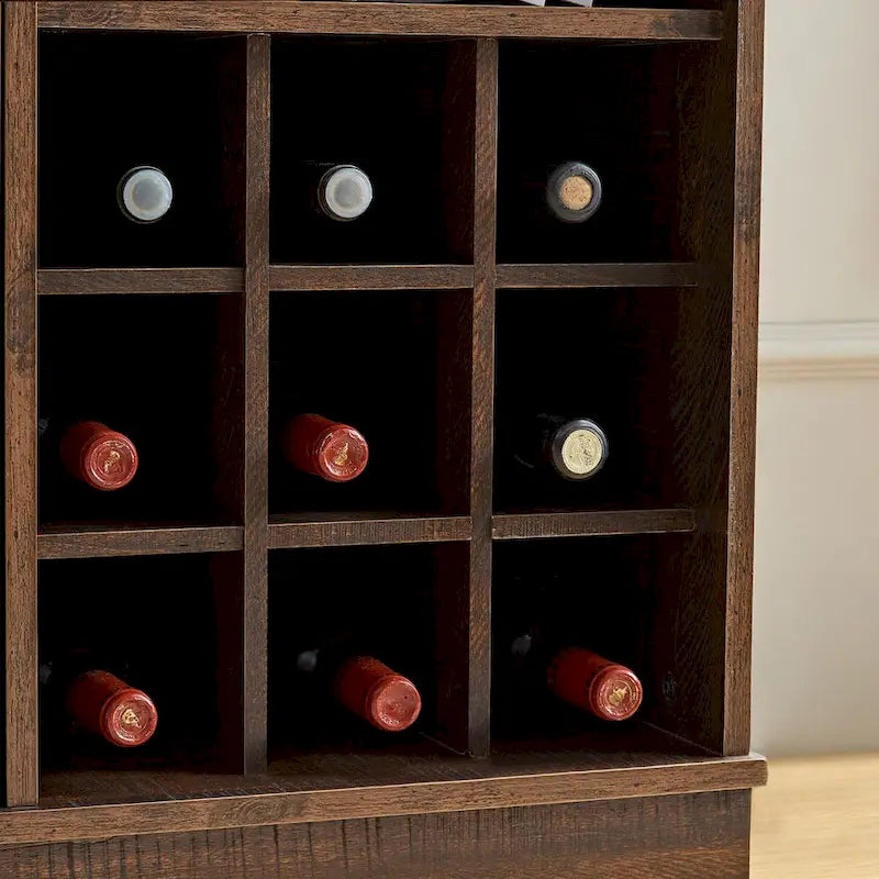 Meuble de rangement pour buffet de style porte de grange avec casier à vin