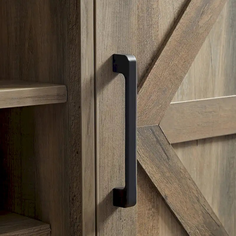 Meuble de rangement pour buffet de style porte de grange avec casier à vin
