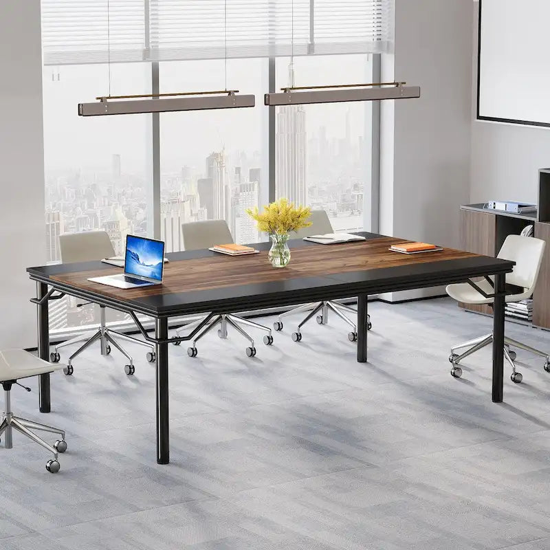 Table de conférence avec cadre en acier robuste pour 6 à 8 personnes - 199,9 cm (L) x 100 cm (l) x 76 cm (H)