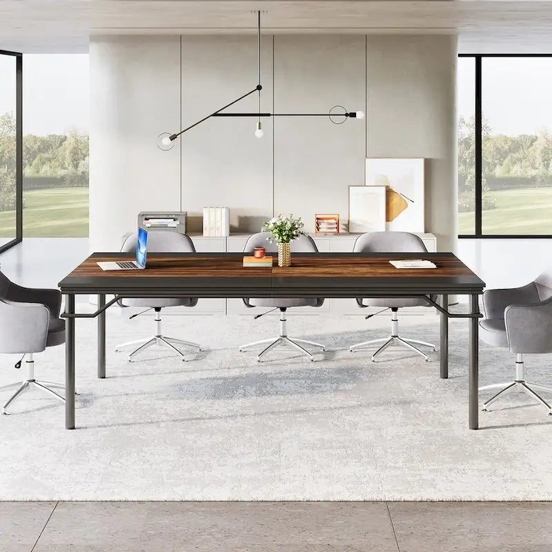 Table de conférence avec cadre en acier robuste pour 6 à 8 personnes - 199,9 cm (L) x 100 cm (l) x 76 cm (H)