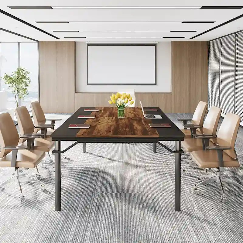 Table de conférence avec cadre en acier robuste pour 6 à 8 personnes - 199,9 cm (L) x 100 cm (l) x 76 cm (H)