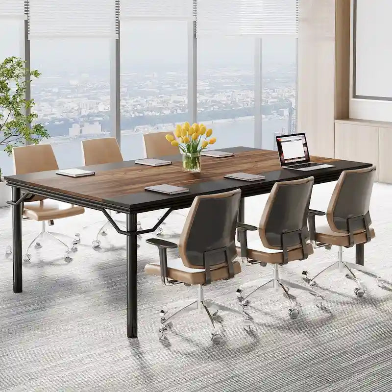 Table de conférence avec cadre en acier robuste pour 6 à 8 personnes - 199,9 cm (L) x 100 cm (l) x 76 cm (H)