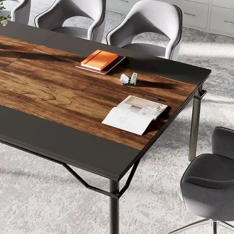 Table de conférence avec cadre en acier robuste pour 6 à 8 personnes - 199,9 cm (L) x 100 cm (l) x 76 cm (H)