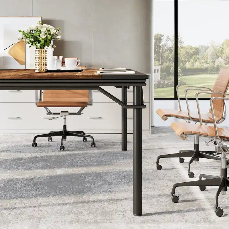 Table de conférence avec cadre en acier robuste pour 6 à 8 personnes - 199,9 cm (L) x 100 cm (l) x 76 cm (H)
