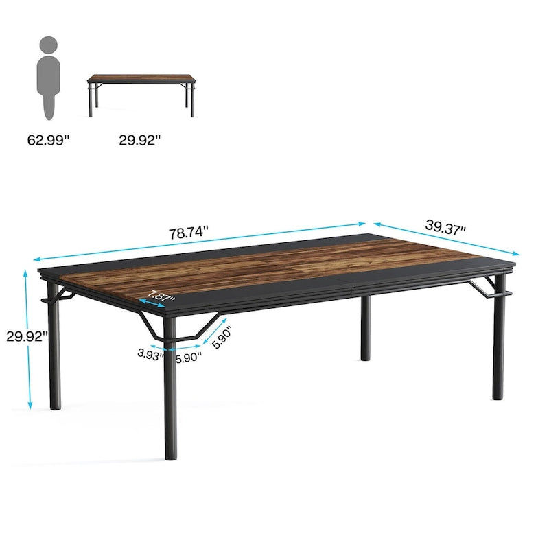 Table de conférence avec cadre en acier robuste pour 6 à 8 personnes - 199,9 cm (L) x 100 cm (l) x 76 cm (H)