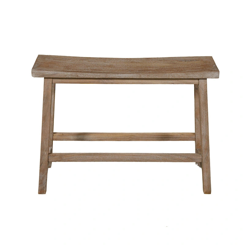 Banc de selle de 33 pouces avec cadre incliné, bois d'acacia brun antique sablé