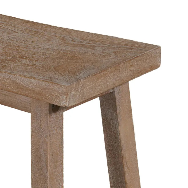 Banc de selle de 33 pouces avec cadre incliné, bois d'acacia brun antique sablé