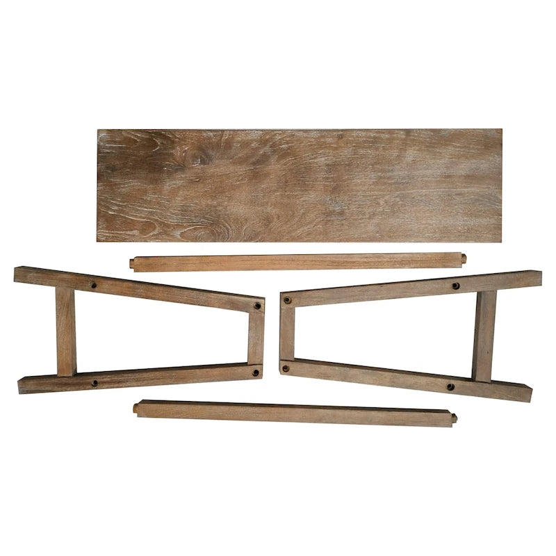 Banc de selle de 33 pouces avec cadre incliné, bois d'acacia brun antique sablé