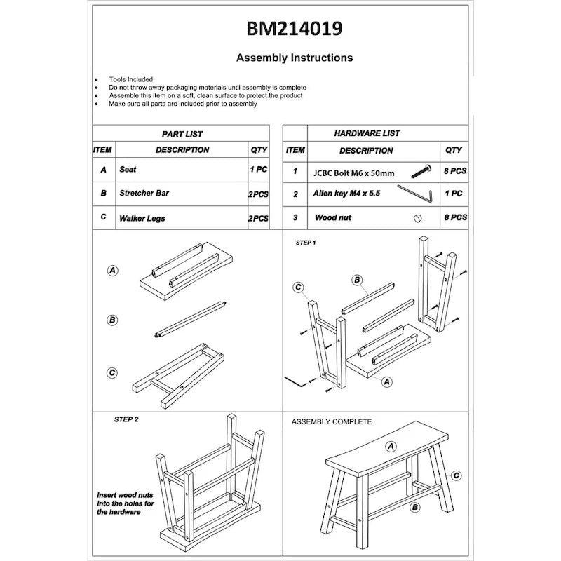 Banc de selle de 33 pouces avec cadre incliné, bois d'acacia brun antique sablé