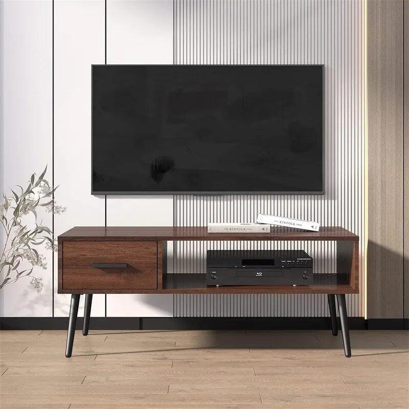 Table basse/meuble TV de style moderne du milieu du siècle avec tiroir – 41,3P x 21,7L x 17,7H