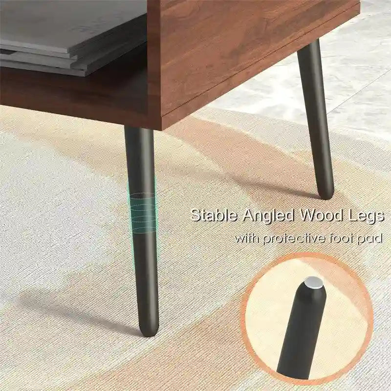 Table basse/meuble TV de style moderne du milieu du siècle avec tiroir – 41,3P x 21,7L x 17,7H