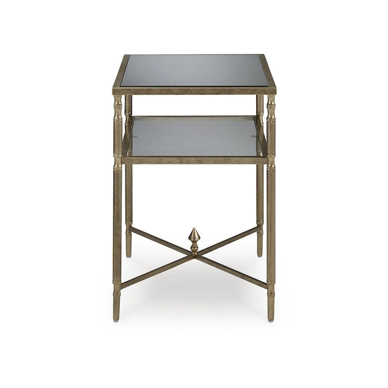 Table d'appoint dorée - 25,75 L x 18 P x 26 H
