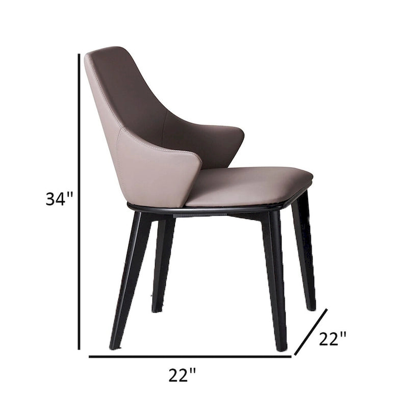 Lot de 2 chaises de salle à manger de 23 pouces, dossier haut rembourré, similicuir beige