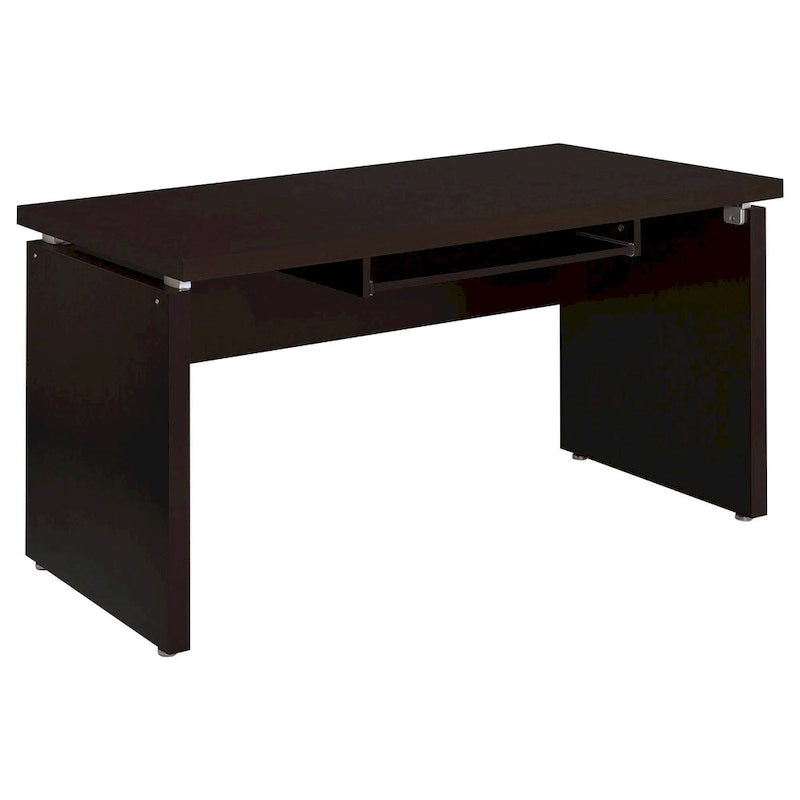 Bureau d'ordinateur 83 pouces, en forme de L, avec tiroir coulissant pour clavier, marron