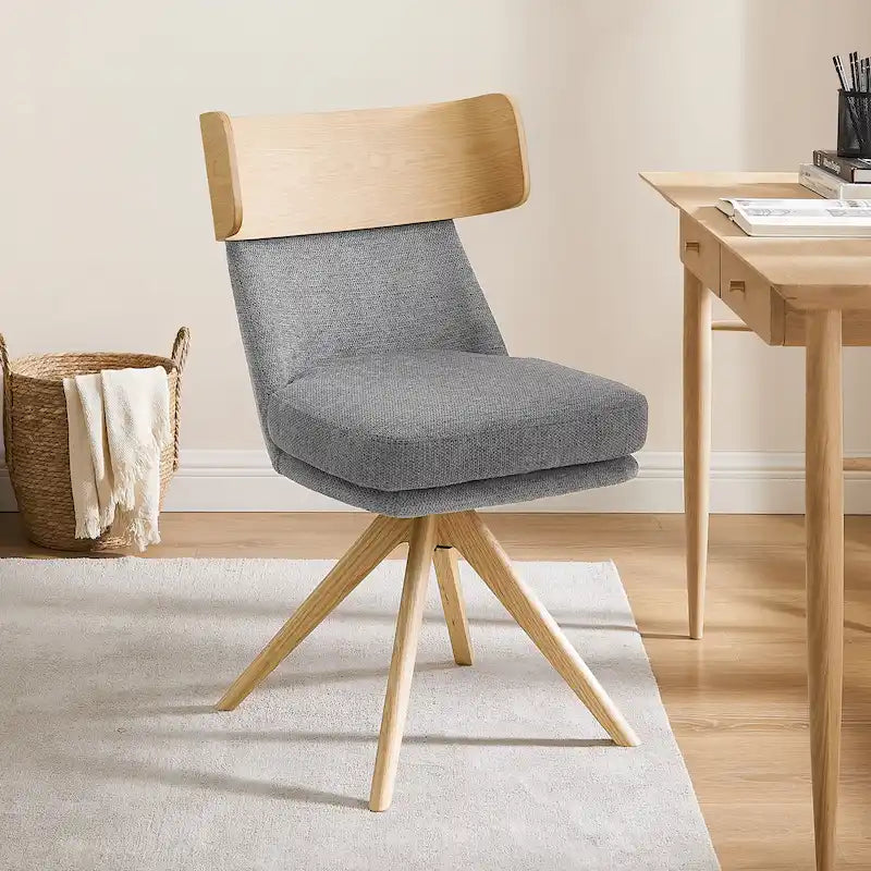 Chaise de bureau pivotante en bois et tissu