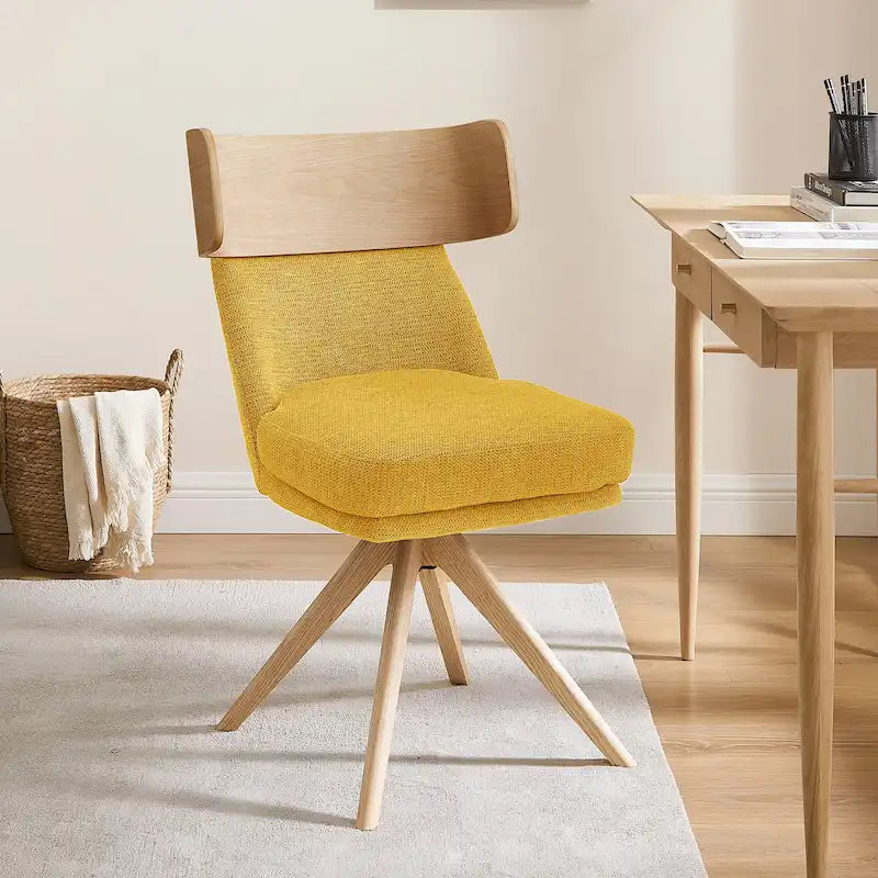 Chaise de bureau pivotante en bois et tissu