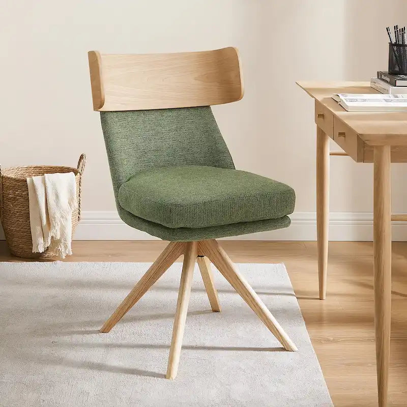 Chaise de bureau pivotante en bois et tissu