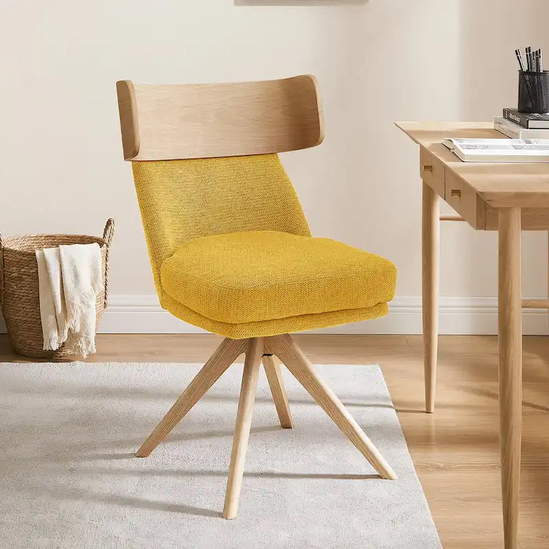 Chaise de bureau pivotante en bois et tissu
