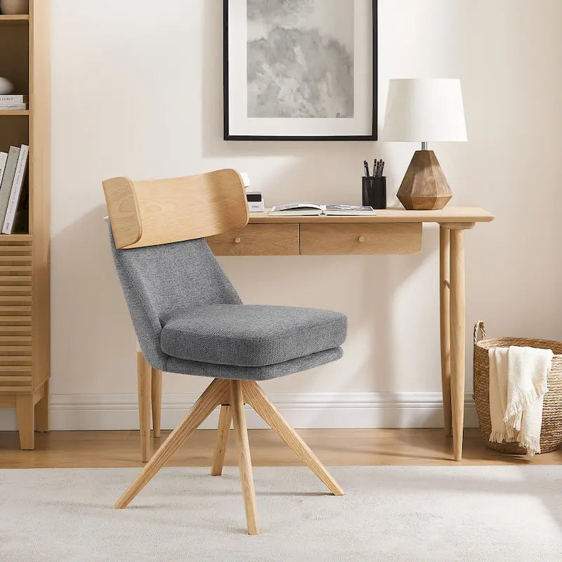 Chaise de bureau pivotante en bois et tissu