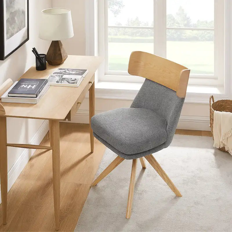Chaise de bureau pivotante en bois et tissu