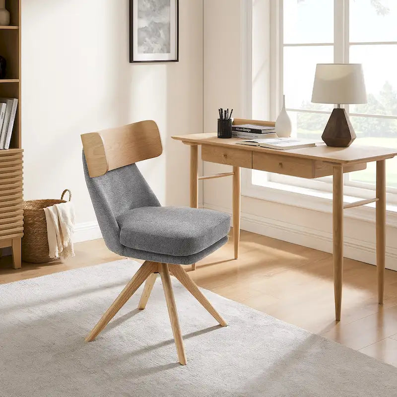 Chaise de bureau pivotante en bois et tissu