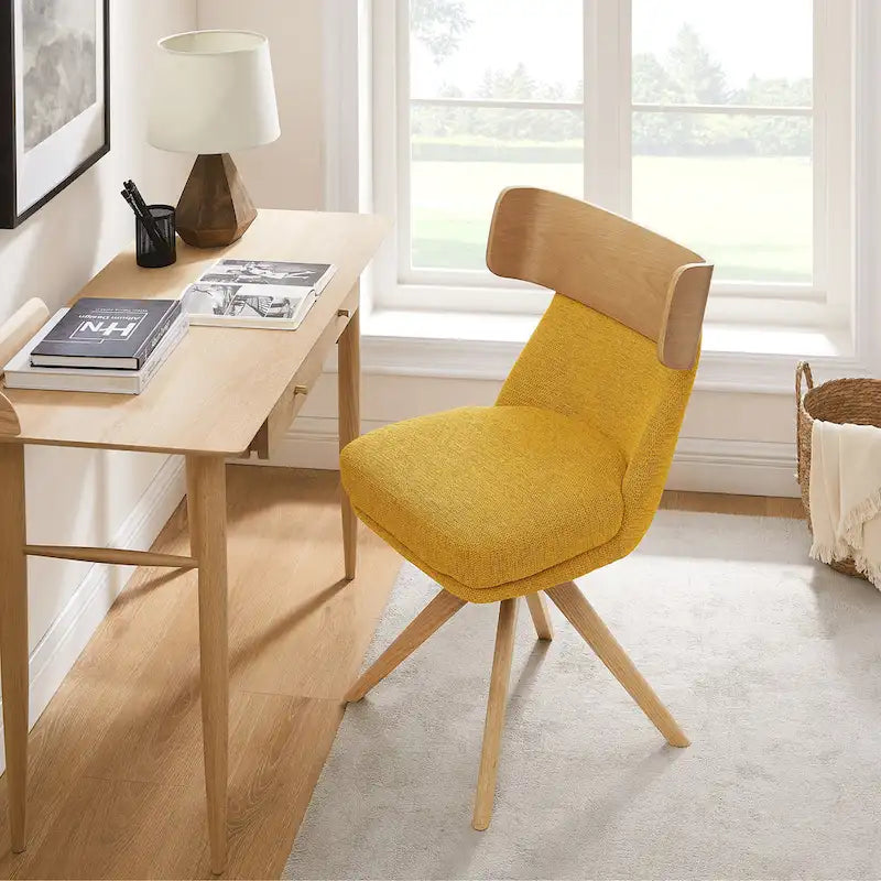 Chaise de bureau pivotante en bois et tissu