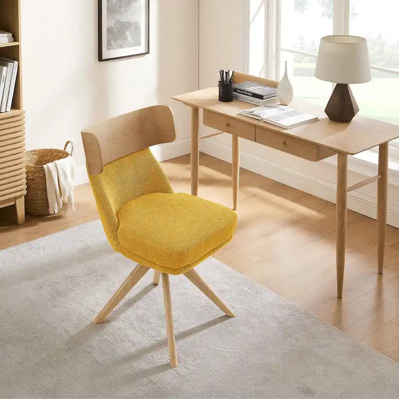 Chaise de bureau pivotante en bois et tissu