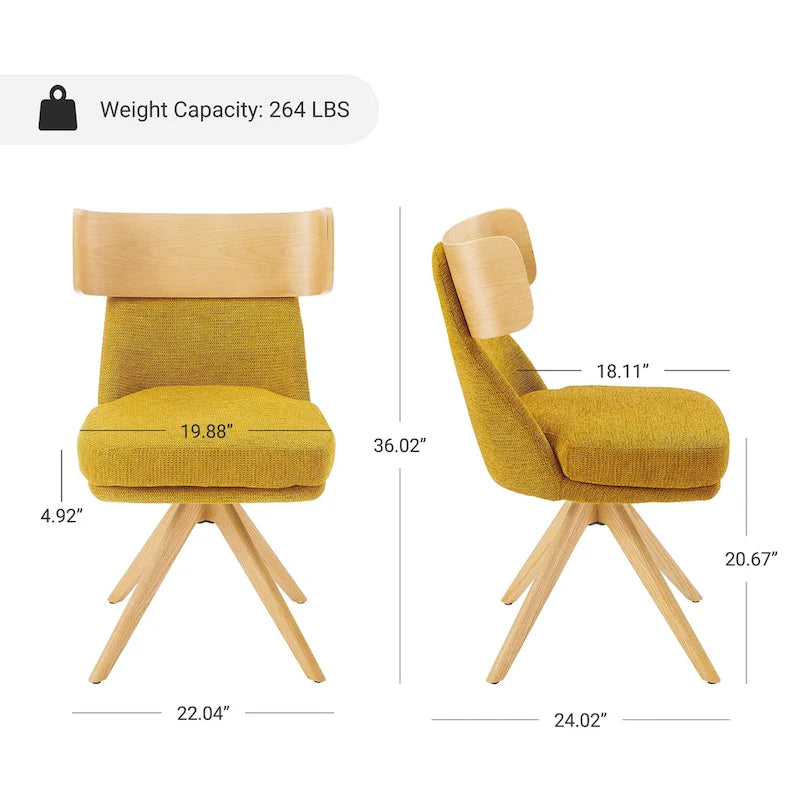 Chaise de bureau pivotante en bois et tissu