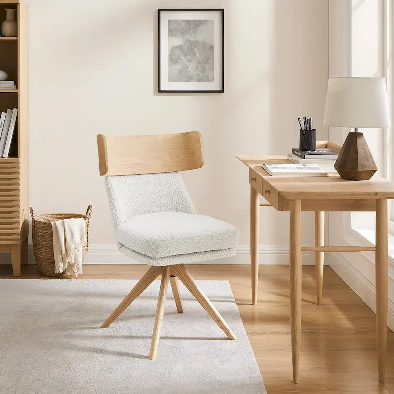 Chaise de bureau pivotante en bois et tissu
