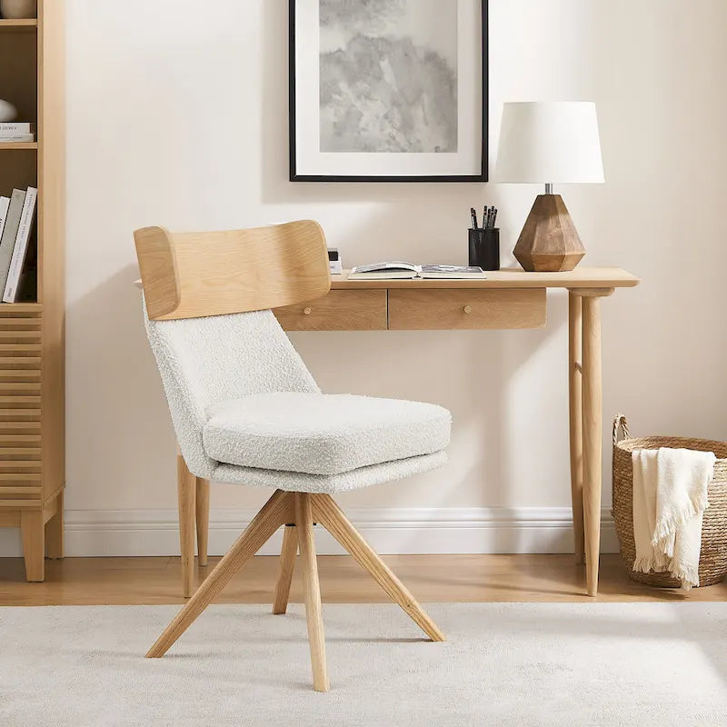 Chaise de bureau pivotante en bois et tissu