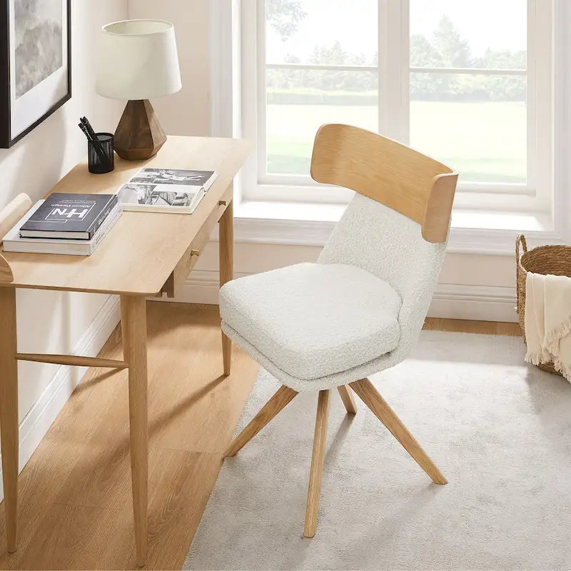 Chaise de bureau pivotante en bois et tissu