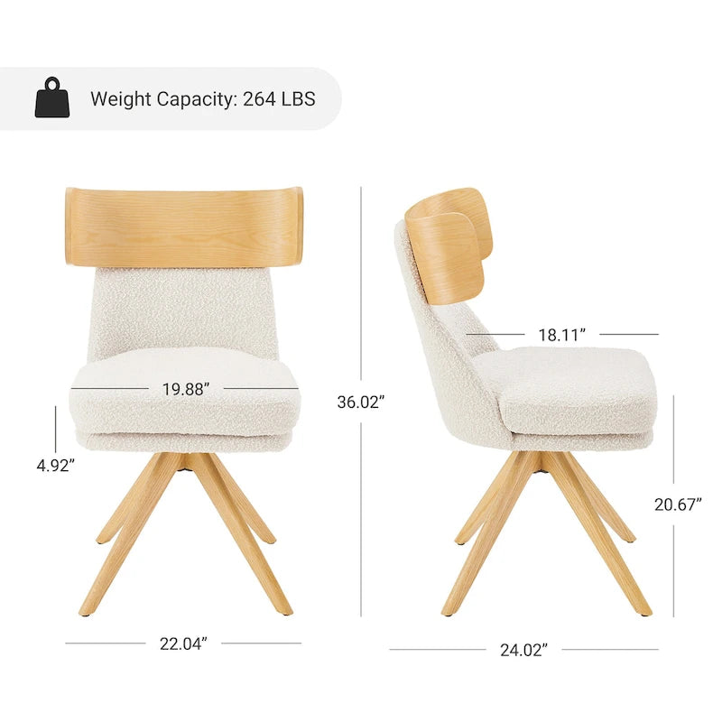 Chaise de bureau pivotante en bois et tissu