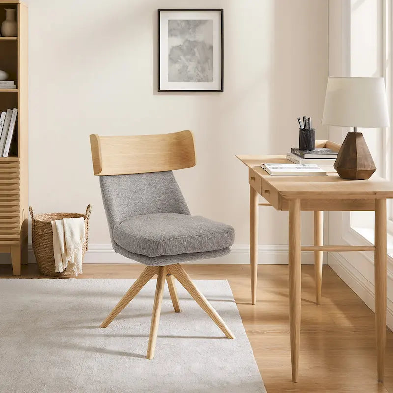 Chaise de bureau pivotante en bois et tissu