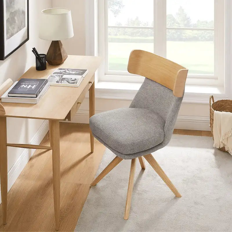 Chaise de bureau pivotante en bois et tissu