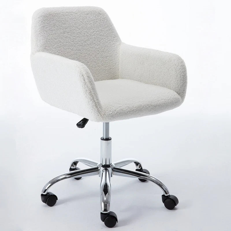 Chaise de bureau en fausse fourrure, chaise de vanité de maquillage douillette et confortable, chaise de bureau pivotante réglable en hauteur, chaise de coiffeuse