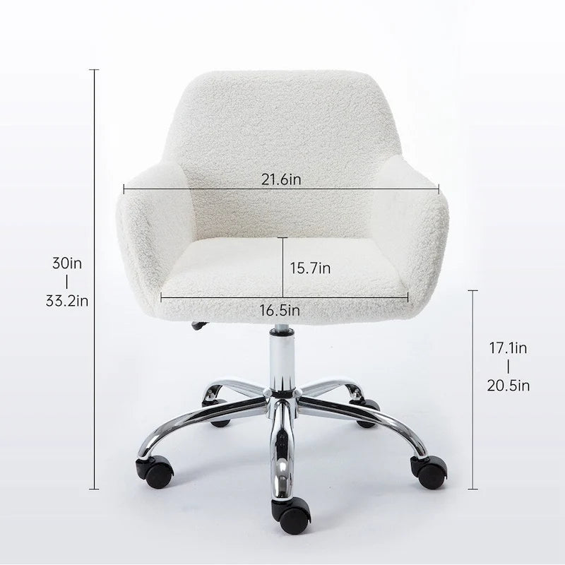 Chaise de bureau en fausse fourrure, chaise de vanité de maquillage douillette et confortable, chaise de bureau pivotante réglable en hauteur, chaise de coiffeuse