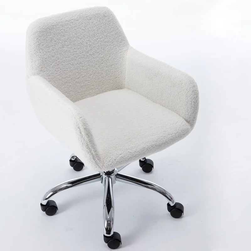 Chaise de bureau en fausse fourrure, chaise de vanité de maquillage douillette et confortable, chaise de bureau pivotante réglable en hauteur, chaise de coiffeuse