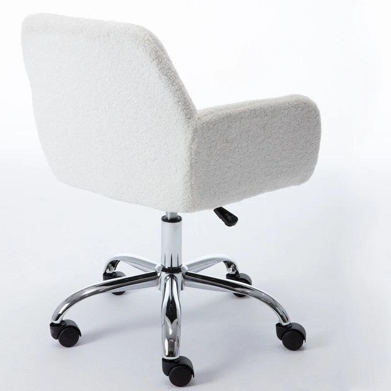 Chaise de bureau en fausse fourrure, chaise de vanité de maquillage douillette et confortable, chaise de bureau pivotante réglable en hauteur, chaise de coiffeuse