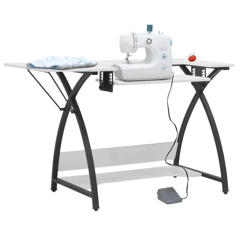 Table artisanat, couture, bureau avec plateau MDF et cadre en métal noir