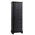 Armoire à linge de 60 cm L x 40 cm P x 173 cm H avec 2 portes et 4 tiroirs