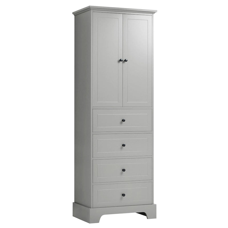 Armoire à linge de 60 cm L x 40 cm P x 173 cm H avec 2 portes et 4 tiroirs